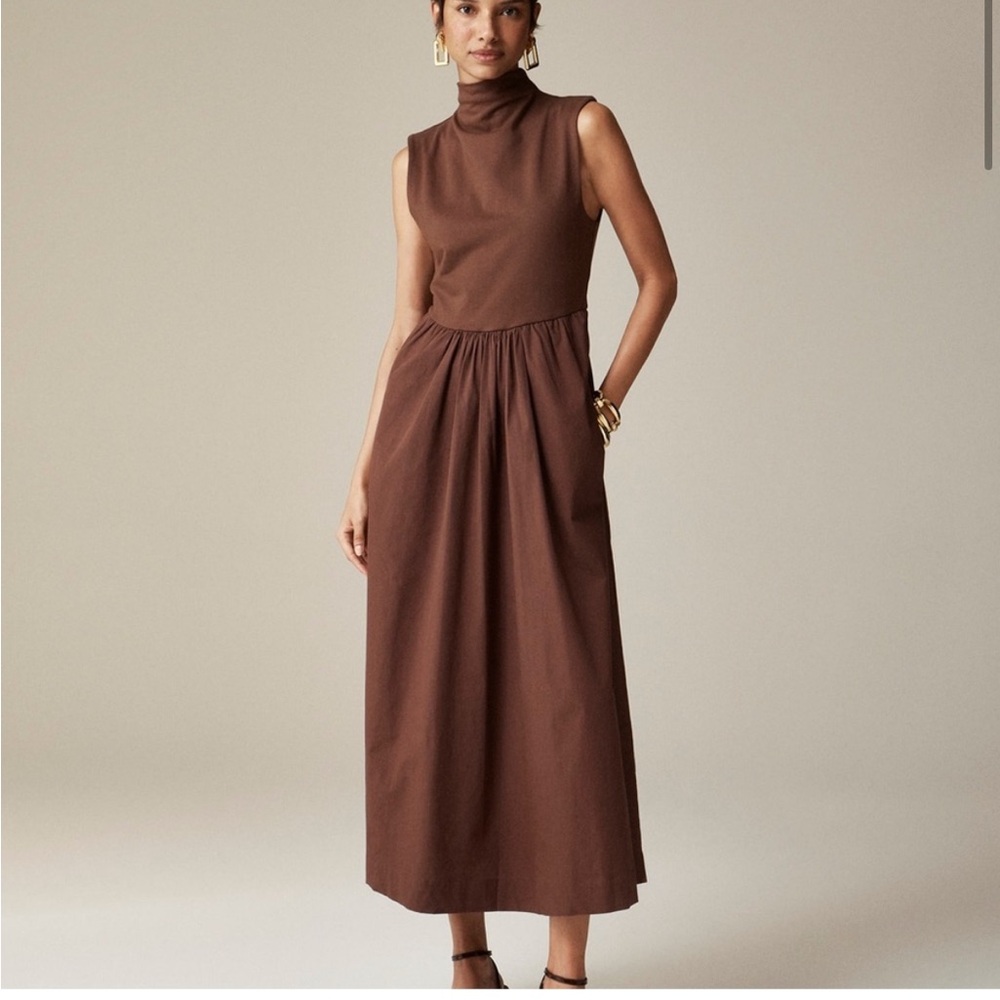 J. Crew Fitted knit mockneck dress with poplin skirt
